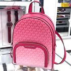 Michael Kors Jaycee Medium Backpack Mk Signature Logo Pink Dragonfruit