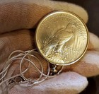 1924  Unc Peace Silver Dollar Coin  925 Sterling 20 Inch Necklace Christmas Gift