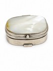 Vintage Mexican Sterling Silver Mother Of Pearl Hinged Pill Trinket Box