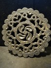 Pair Of Vintage Jzh 1948 Cast Iron Trivets 3-footed 7  Round   9  
