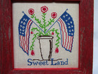 Finished Completed Framed Patriotic  sweet Land  Counted Cross Stitch