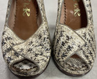 Vntg M   K Open Toe High Heel Leather Inside Shoes Size Small  see Measurements 