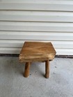 Wooden Raw Edge Stool Sturdy Rustic Plant Stand Farmhouse Primitive Vtg Charm