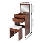 Black Walnut Color Vanity Table W  Mirror  Mini Makeup Vanity With Drawer stool