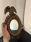 Syroco Eagle Motif Convex Gold Framed Vintage Accent Mirror Wall Mounted