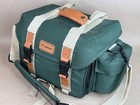 Canon Green Beige Tan Leather Handle Carrying Case Camera Shoulder Bag - Used
