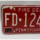 Vintage Pennsylvania Fire Dept License Plate Fd-12430 Red White Pa Collectible