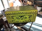 Vintage Hand Carved Lacquer Box  Olinala Mexico - Squirrels  flowers   Foliage