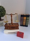 Vtg Mcm 1970 s Brass Balance Scale  Decorative   Functional w weights   Coasters