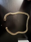 14k Gold Plated Cuban Link Chain Necklace Box Clasp  No Stones  Brand New
