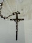 Vtg Rosary Sterling Cross And Medal  Marked Italy Stainless Steel Beads