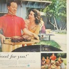 Vintage 1950s Beer Advertising Print With Backyard Barbecue Scene