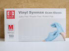 100 Medium Blue Vinyl Exam Gloves Latex-free M Size Disposable Synmax Basic