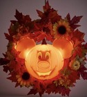 New 2025 Disney Parks Halloween Mickey Mouse Pumpkin Wreath Light Up In Box