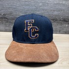 Vintage Ec Hat Cap Strap Back Navy Brown Suede Brim Classic Sportswear Oklahoma