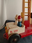 Vintage 1950s Playskool No 468 Wood Fire Truck Hook   Ladder Pull Toy W  Figures