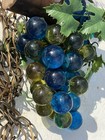 Large Vtg Mid Century Modern Blue Lucite Grape Cluster Hanging Swag Lamp 1960 s