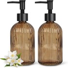 2 Pack Glass Soap Dispenser With Black Plastic Pump  400ml Liquid Hand Soap D   