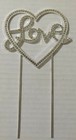1 Pcs Silver Love Pearl Rhinestone Cake Topper Anniversary Wedding Event Party