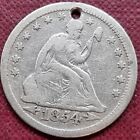1854 Seated Liberty Quarter 25c Love Token   Arithmetic    84008