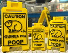 New 3d Fat Guinea Pig Printed Caution Poop Folding Sign Bilberry Small Gag Gift