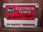 Vintage Large Rca Victor Authorized Dealer Tv Radio Tube Music Porcelain Sign