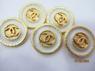Chanel 2 Gold Tone Metal  White  Buttons  Cc Logo 23 Mm   Almost 1   Lot 2