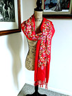 Mexican Embroidered Soft Fringed Shawl Rebozo Wrap 76x27 - Handmade In Mexico