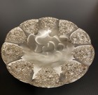 Vintage Bmf Germany Silver Plated Footed Bowl Rose Embossed Scalloped Candy Dish