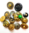 Antique Victorian Coronet Buttons Lot Steel Metal Waistcoat Shank Mop Glass Tint
