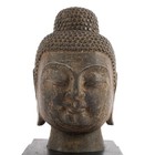 Carved Stone Buddha Head With Base