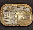 Vintage American Navajo-style Concho Belt Buckle Sterling Silver Signed Eb 54 4g