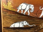 Inlaid Wood African Elephant Art Rosewood Marquetry Faux Ivory