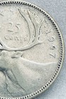 1947 Canada 25 Cents Silver Coin - Dot