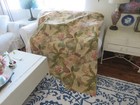 Vintage Style Subdued Cotton Barkcloth Fabric Soft Pinks   Greens Nubby Fabric