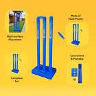 Bratla Pro Cricket Plastic Wicket Stumps With Base Blue Multi Surface Placement