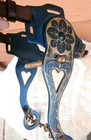 Vintage Anodized Aluminum Blue Gold Heart Cheek Ricardo Horse Bit Hackamore