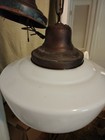 Vtg Schoolhouse Pendant Milk Glass Ceiling Light Fixture 14 Inch Diameter