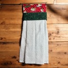 Christmas Reindeer - Handmade Hanging Kitchen Dish Hand Towel - 100  Cotton