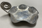 Vintage Hand Hammered Aluminum Farber   Shlevin Floral Dish W  Handle  1701