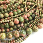 Natural Color Unakite Round Spacer Loose Bead 15  4mm 6mm 8mm 10mm 12 Wholesale