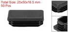 Rectangle Plastic Hole Plugs 1x2   50 Pack Tubing Insert End Cap  Black
