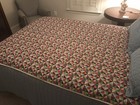 Vintage Hand Quilted 1950s Triangles Cotton Quilt 64x84  Clean Soft Med  Weight