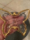 Vintage Glass Butterfly Dishes Gold Trim The Jeannette Glass Co Jewelry 3peaces