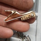 Men s Train Locomotive Tie Bar Clip Gold   Silver Tone Metal