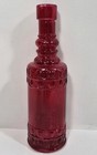 Vintage Red Art Glass Bottle 6 75  Tall Window Candy Ripples 