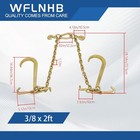 3 8  G70 Tow Chain - 2ft V-chain Bridle With J-hook   T-hook Grab Hook