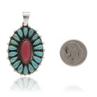 Sterling Silver  Turquoise  And Coral Pendant Southwestern Pendant 1 75x1  7 9g