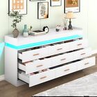 9 Drawer Dresser With Led Light  Modern Chest Of Drawers For Closet  Wide Drawe