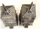  950 Sterling Silver Japanese Pagoda Salt And Pepper Shakers 3  Tall 60 2 Grams